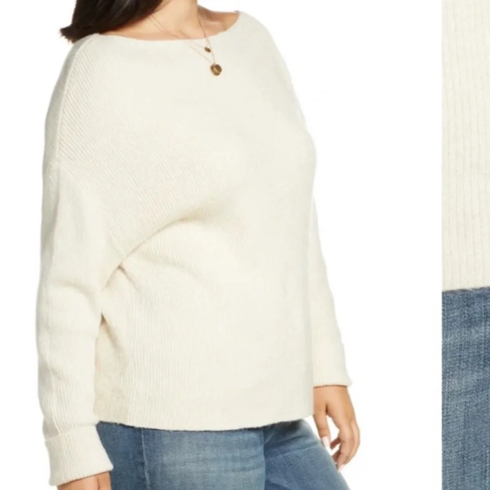 Treasure & Bond Plus Size 3X Off the Shoulder Pullover Sweater Ivory - Picture 5 of 5